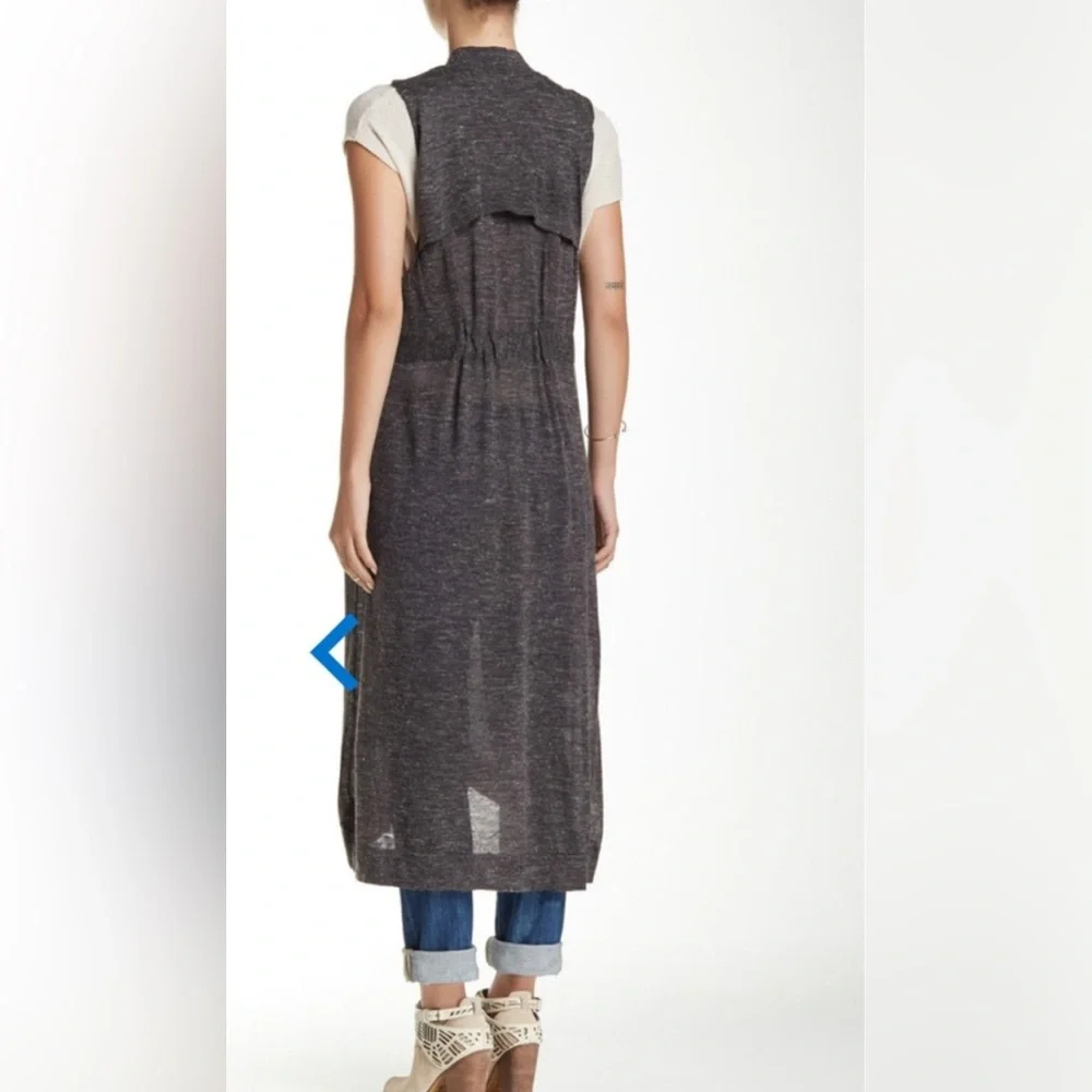Free People Charcoal Sleeveless‎ Duster Cardigan - Medium - Hippie, Boho - Picture 3 of 7
